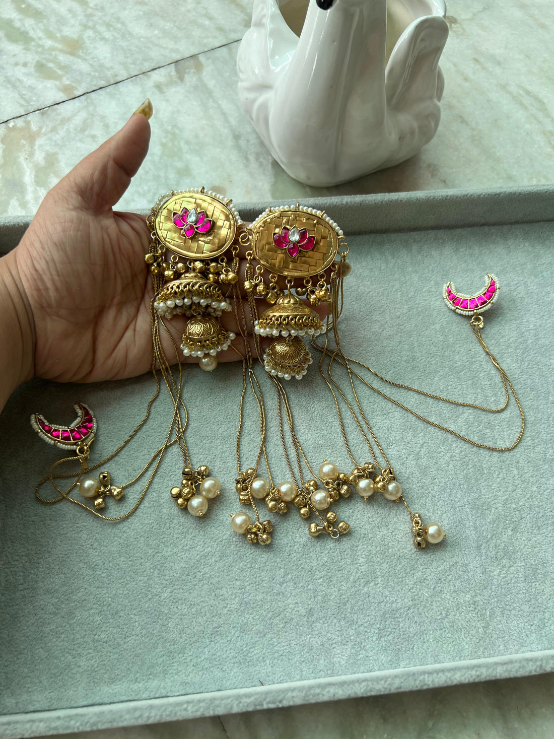 Razia Sultana - jhumka with Ear chain