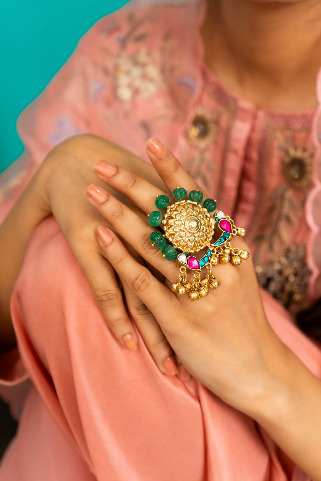 Kokila kundan Ring (Adjustable)