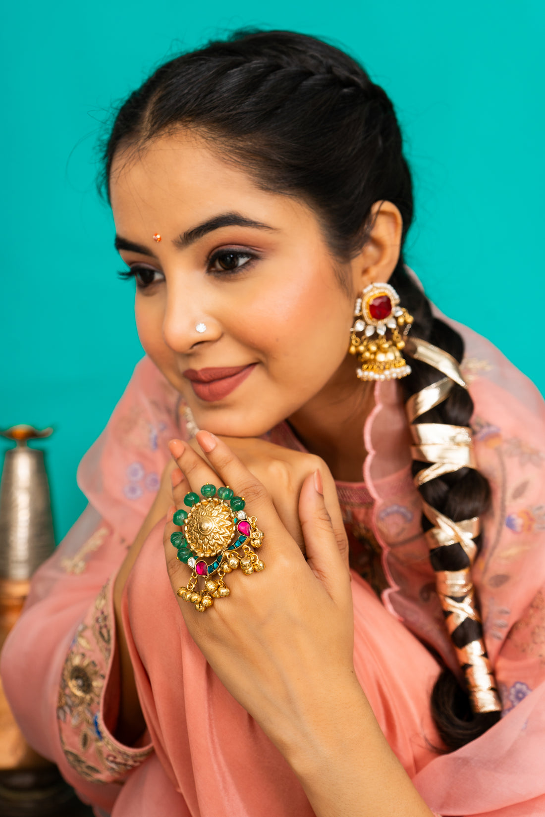 Kokila kundan Ring (Adjustable)