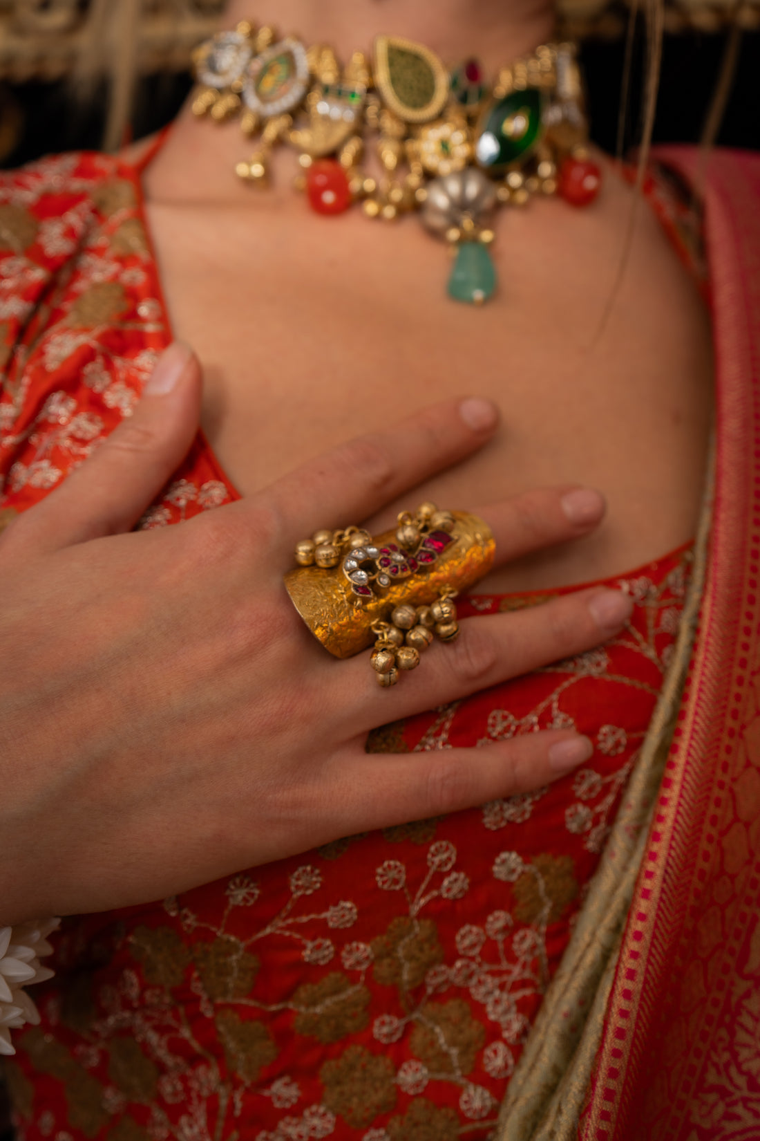 Taaj jadau Ring (Adjustable)