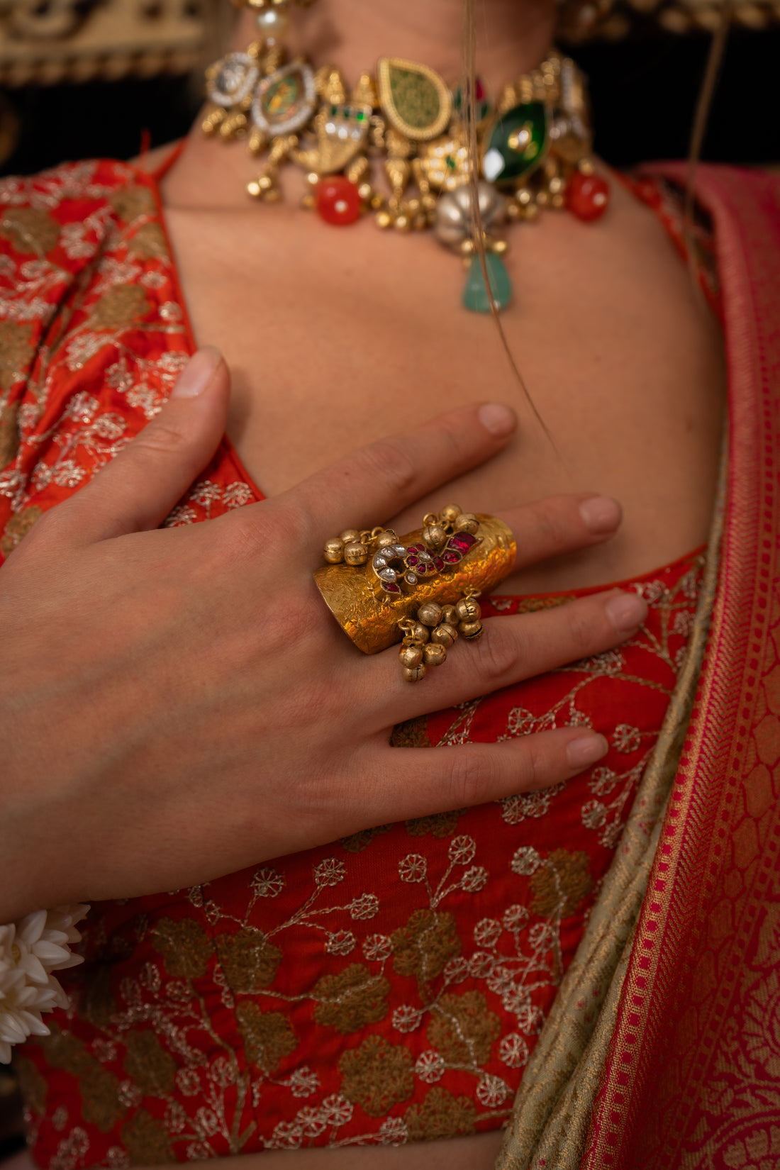 Taaj jadau Ring (Adjustable)