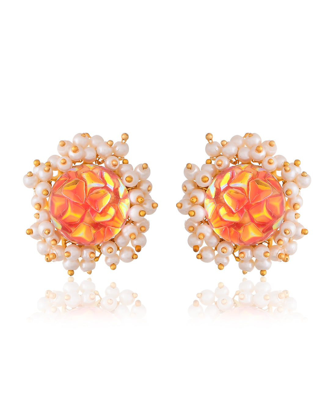 ORANGE ROCK CRYSTAL STUDS