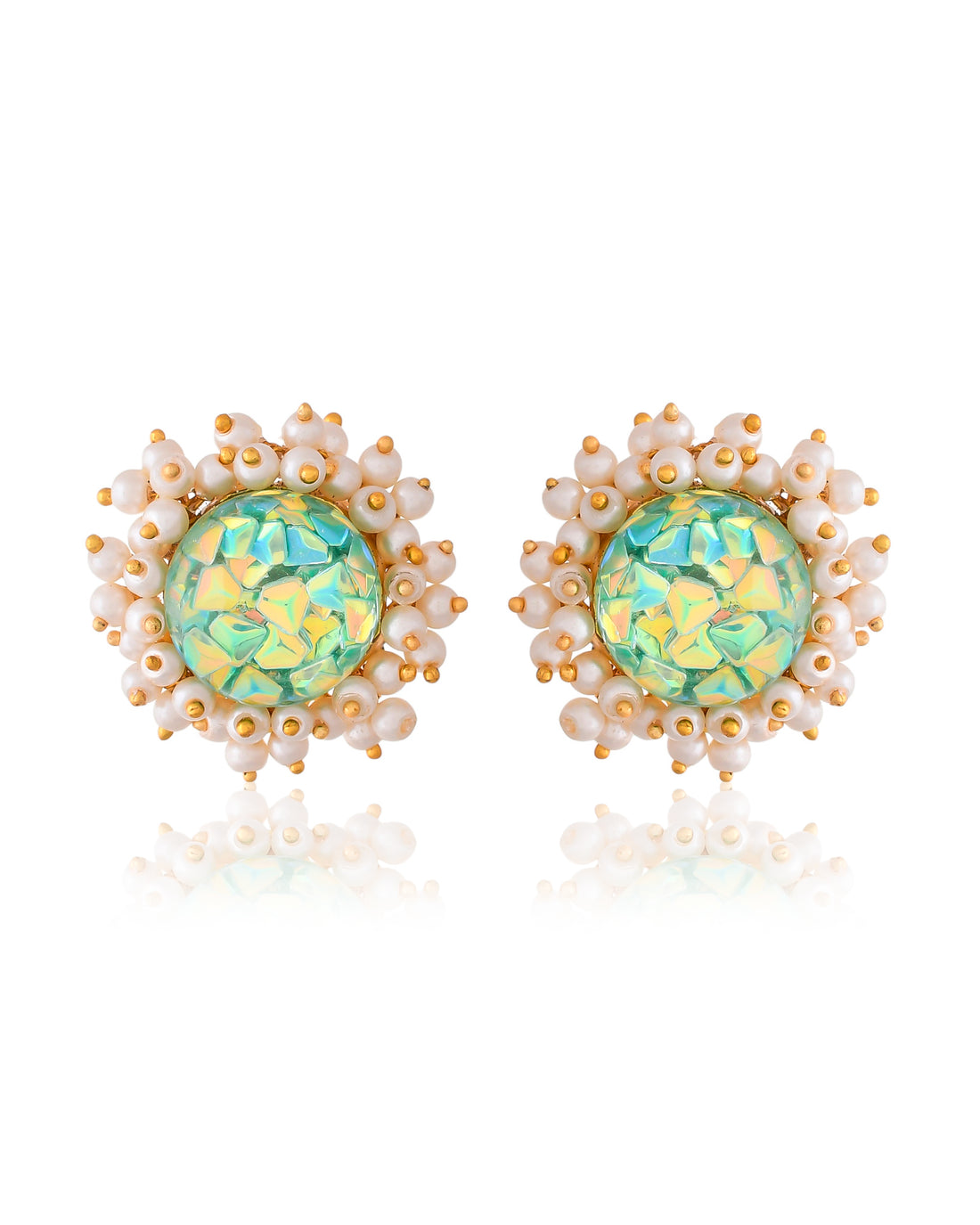 GREEN ROCK CRYSTAL STUDS