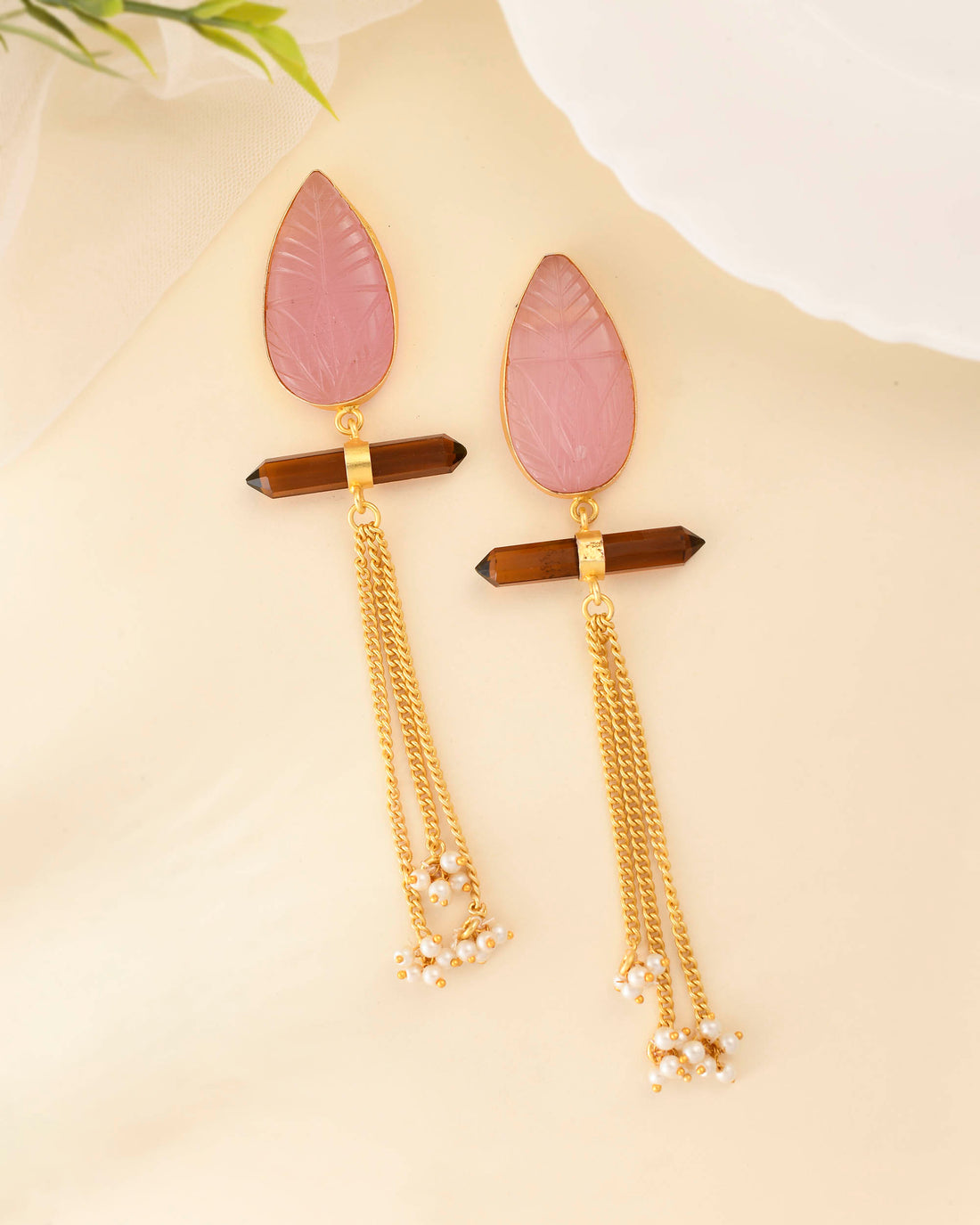 PINK CARVED DANGLERS