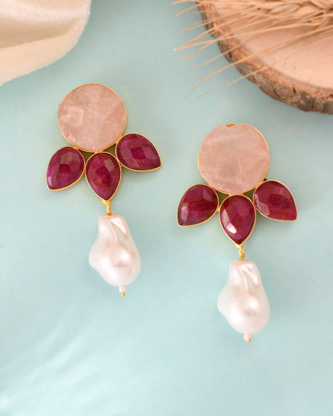 REVOLUTION ROSE QUARTZ EARINGS