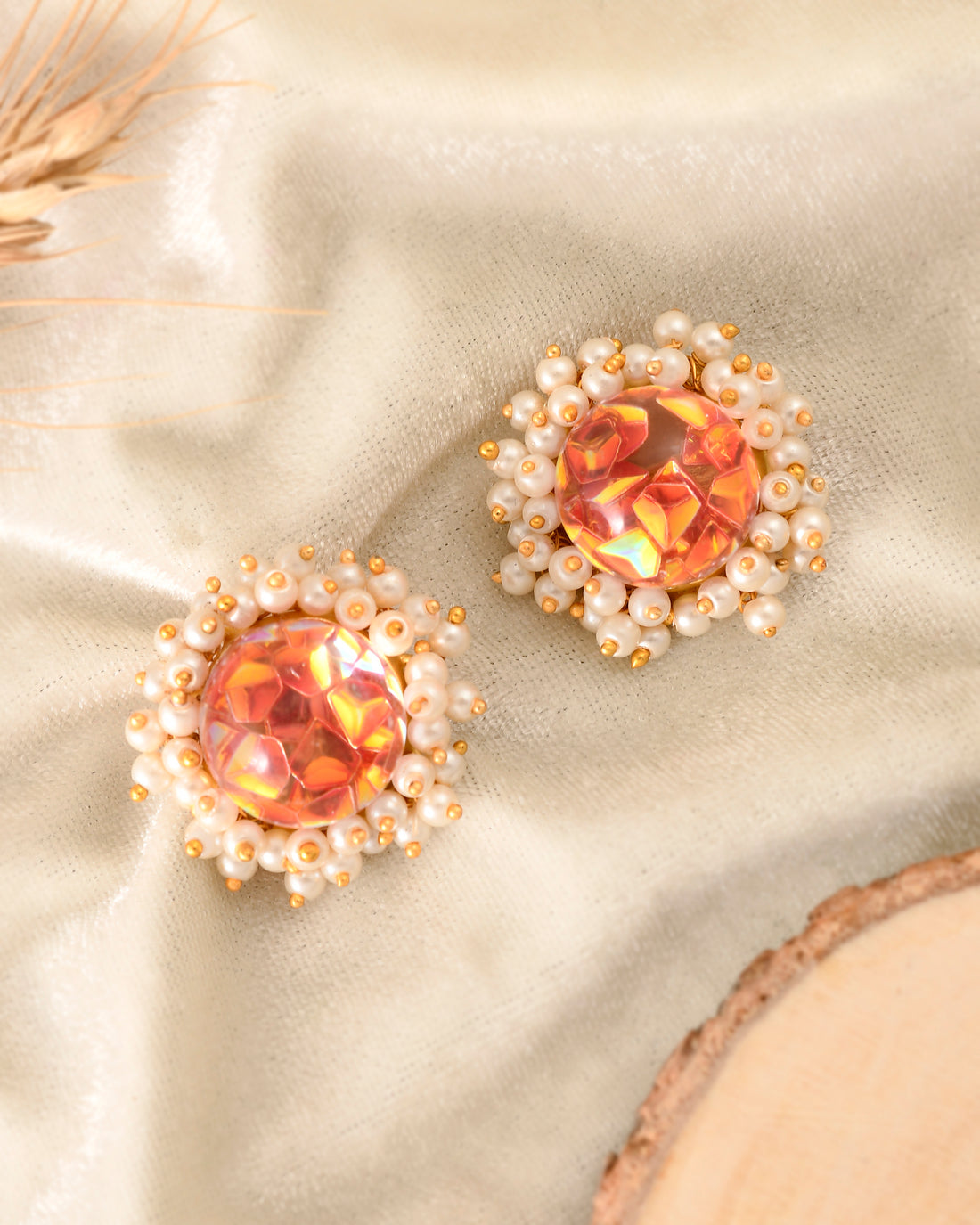 ORANGE ROCK CRYSTAL STUDS