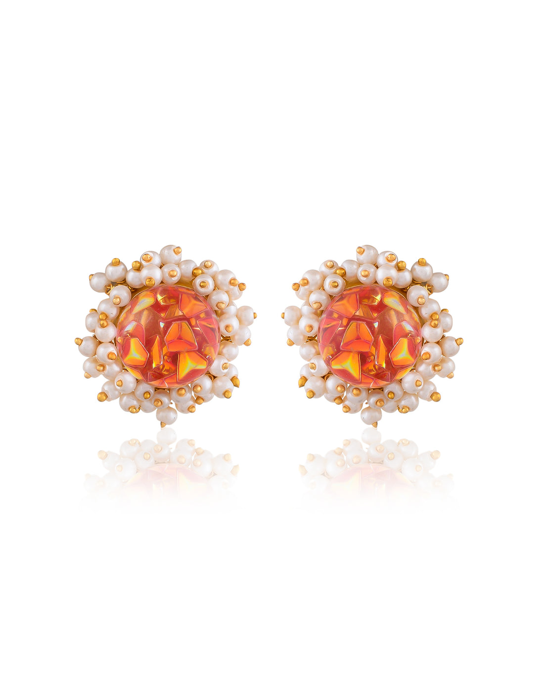 ORANGE ROCK CRYSTAL STUDS