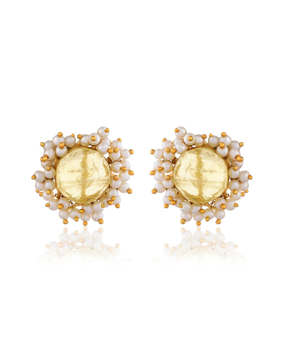 LIGHT OLIVE GREEN GLASS ROUGH EARRINGS