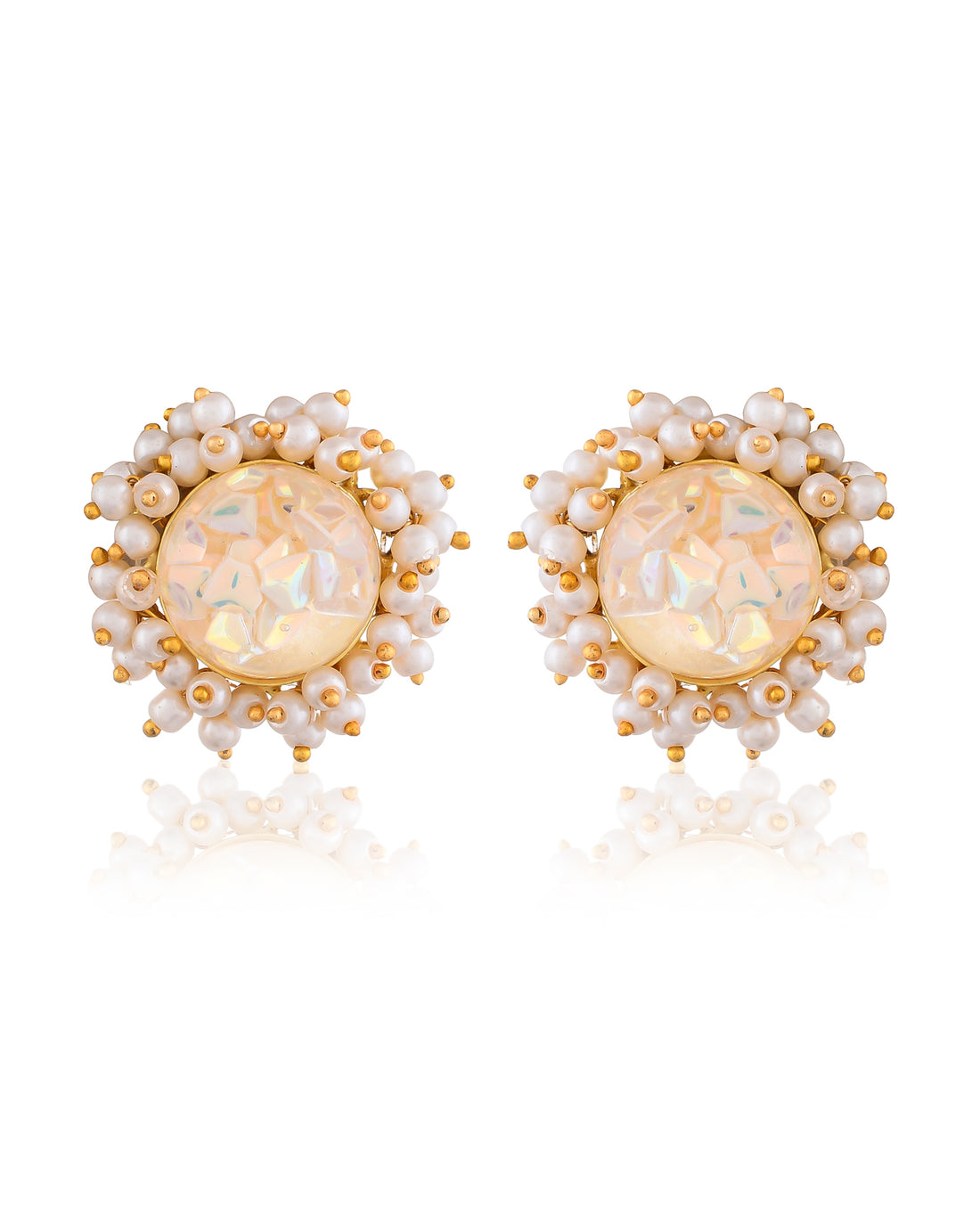 OFF WHITE ROCK CRYSTAL STUDS
