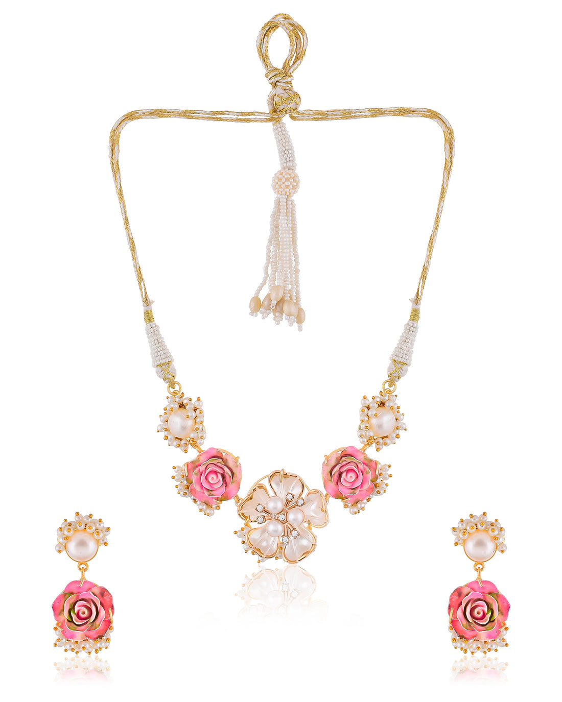 MESMERISING PINK AND WHITE FLORAL NECKLACE