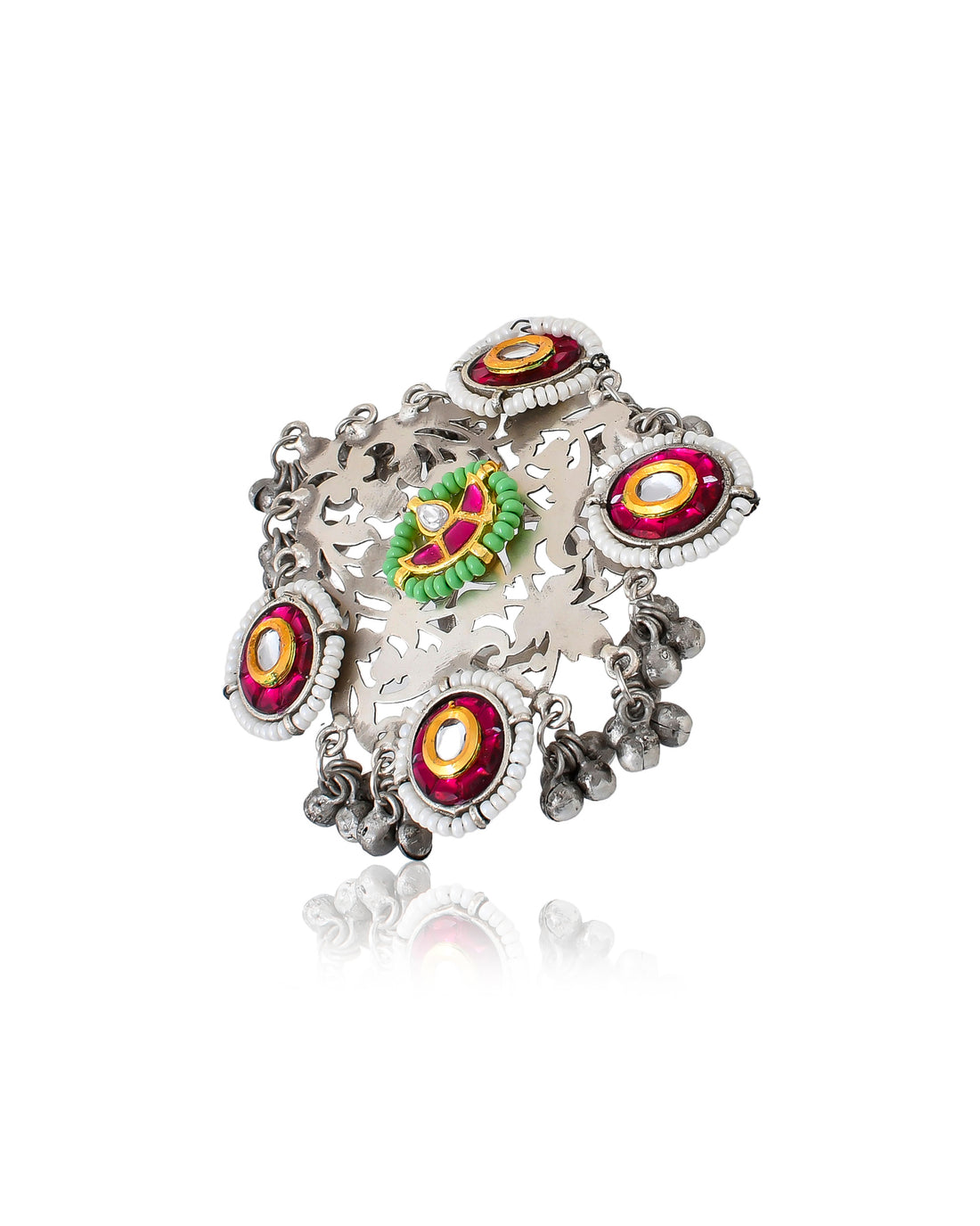 OXIDISED KUNDAN RING