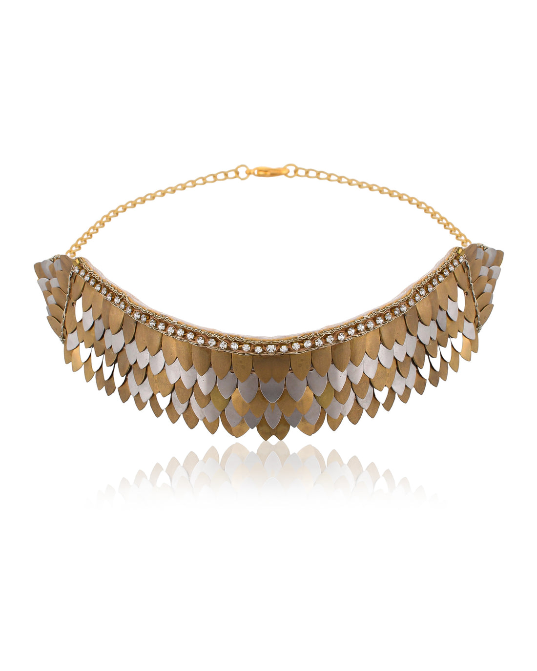 GOLD AND SILVER PETALS CHOKER