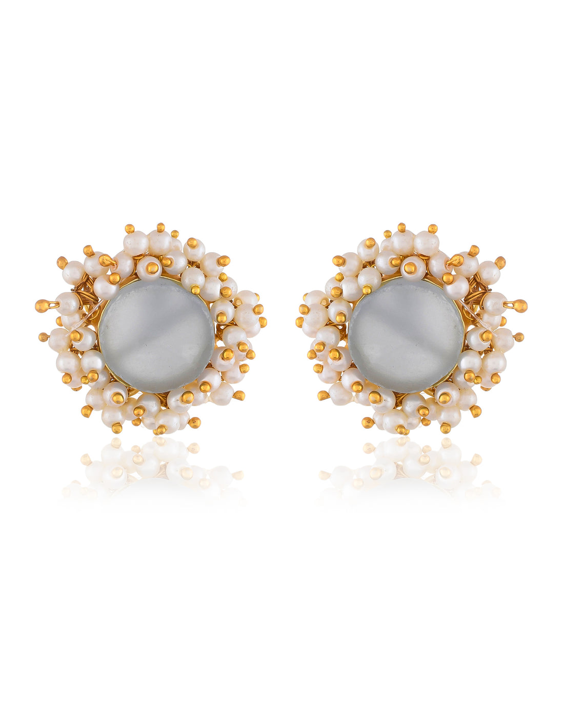 POWDER BLUE GLASS ROUGH EARRINGS