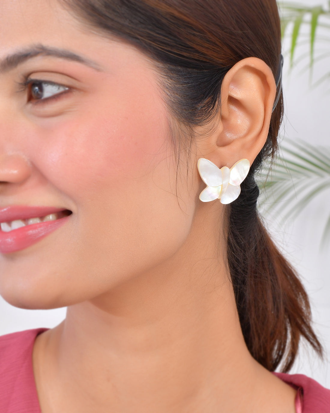 WHITE SHELL BUTTERFLY EARRINGS