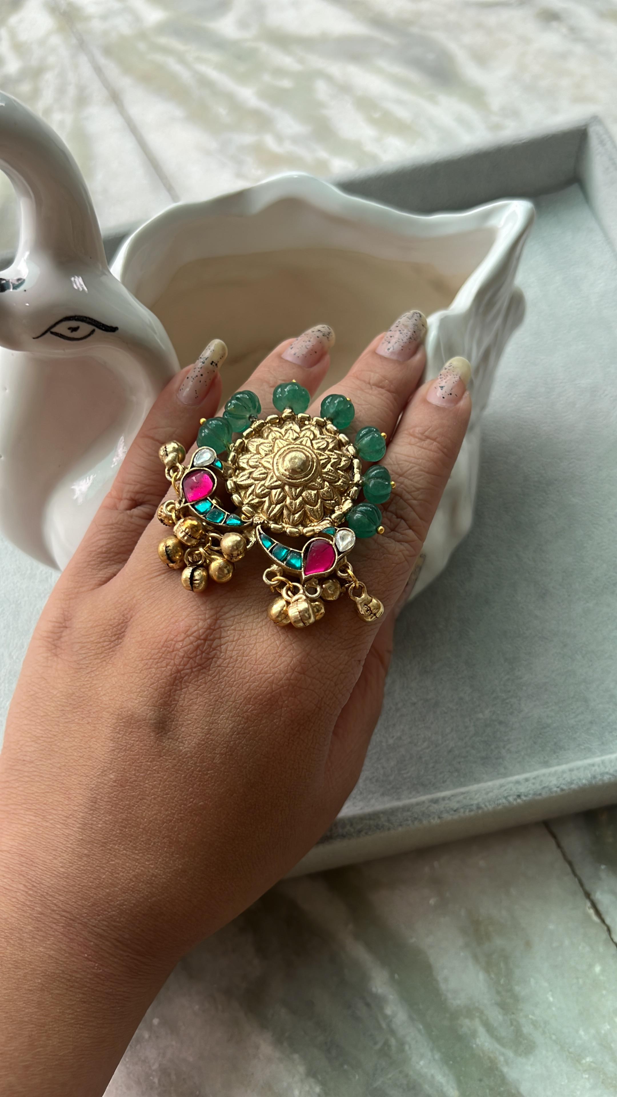 Kokila kundan Ring (Adjustable)