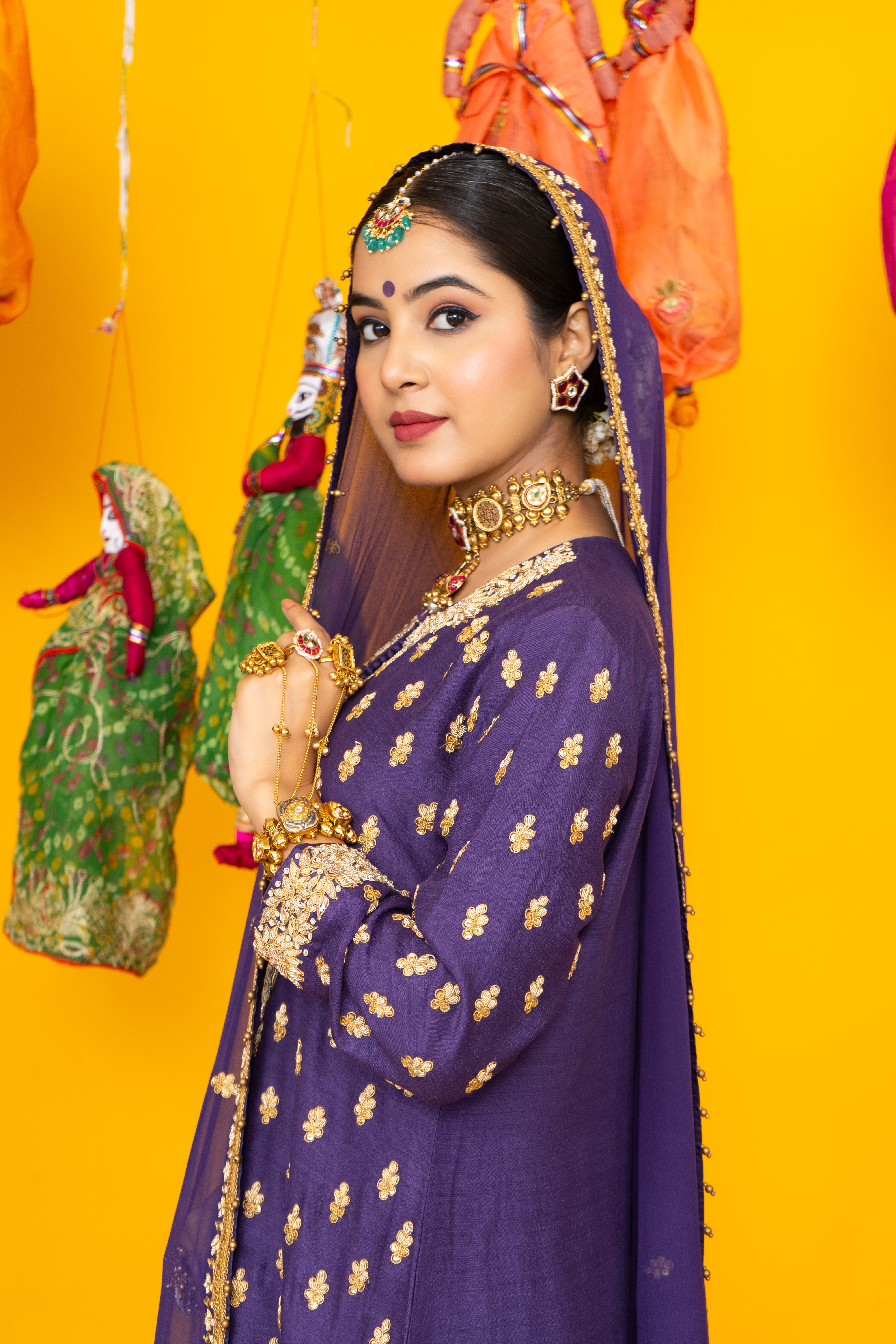 Patiala Kundan Polki Necklace Set with Maangtika