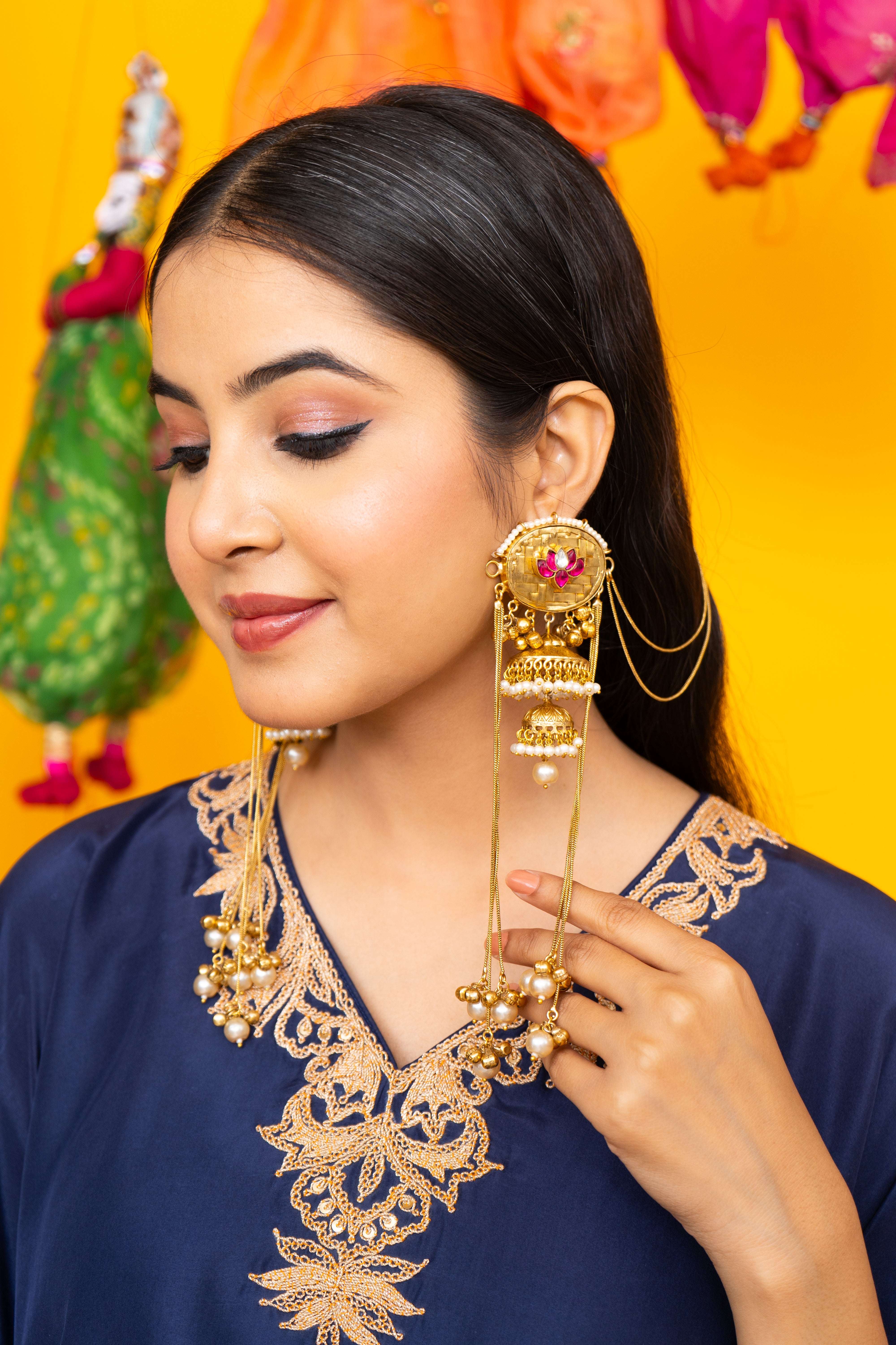 Razia Sultana - jhumka with Ear chain