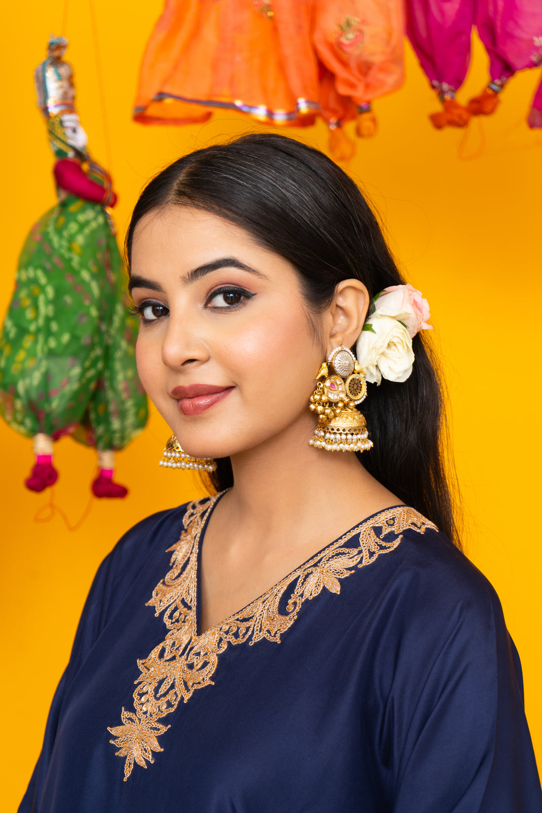 Thewa kundan jhumka