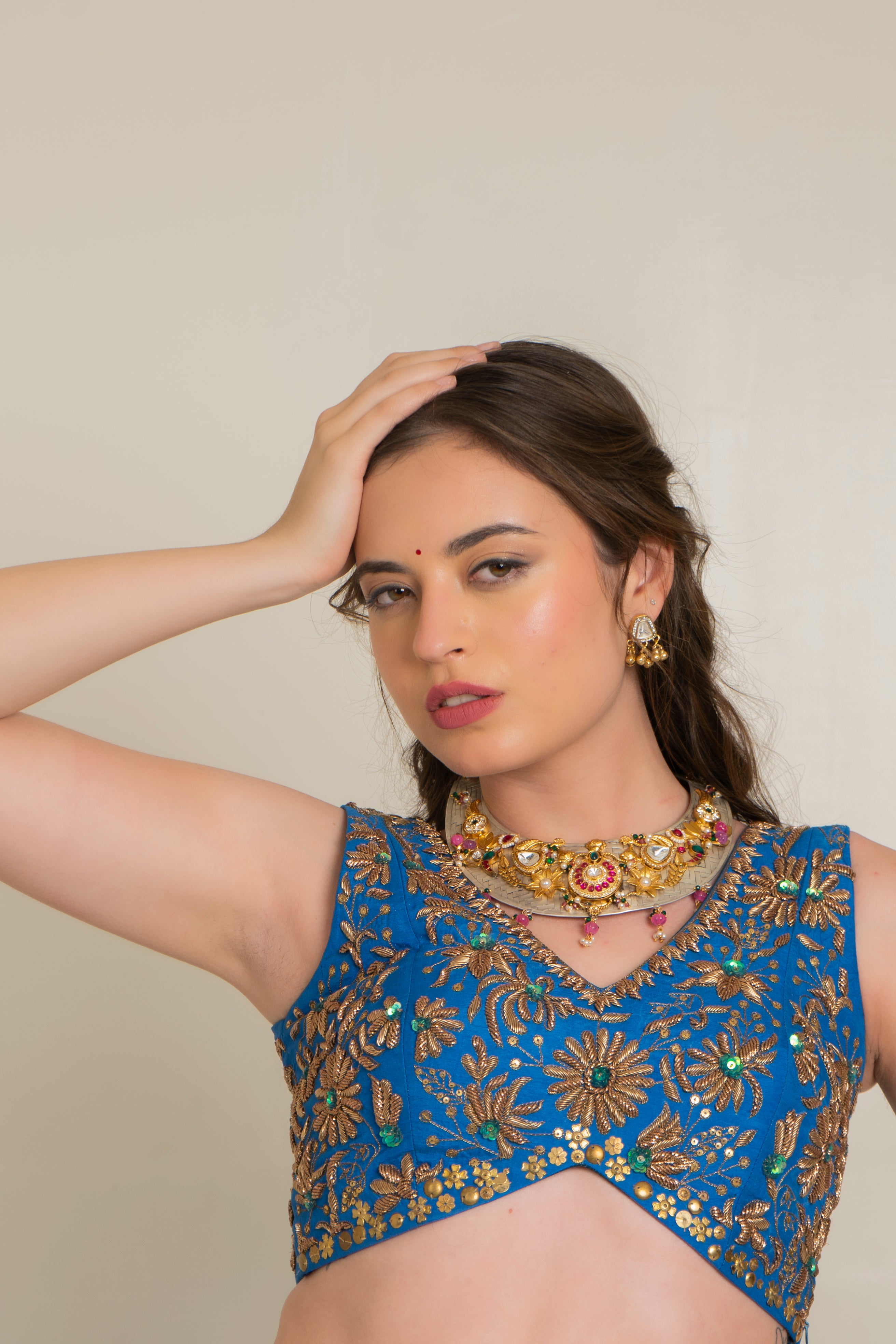 Cham Cham Necklace Set with earings Wire work