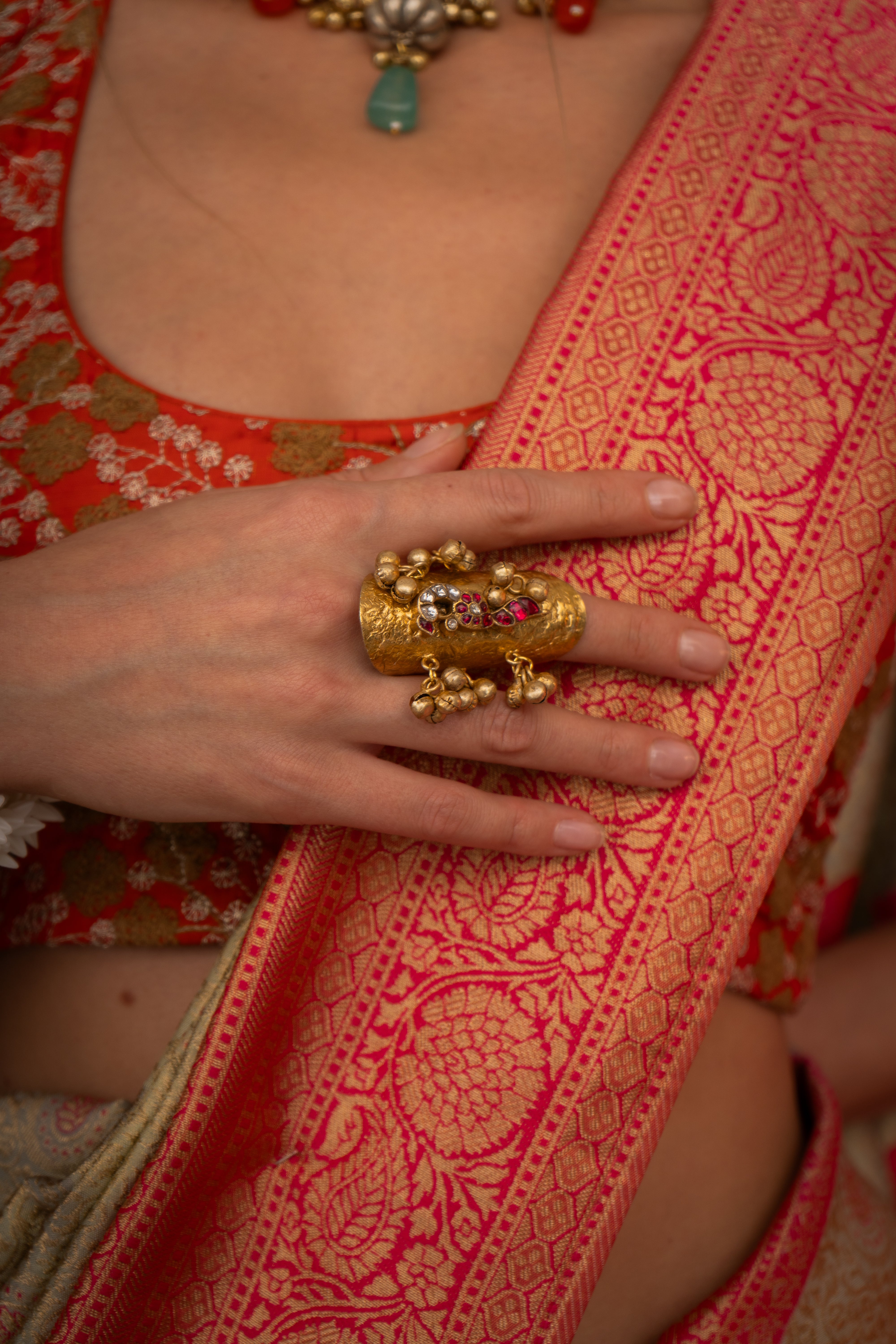 Taaj jadau Ring (Adjustable)