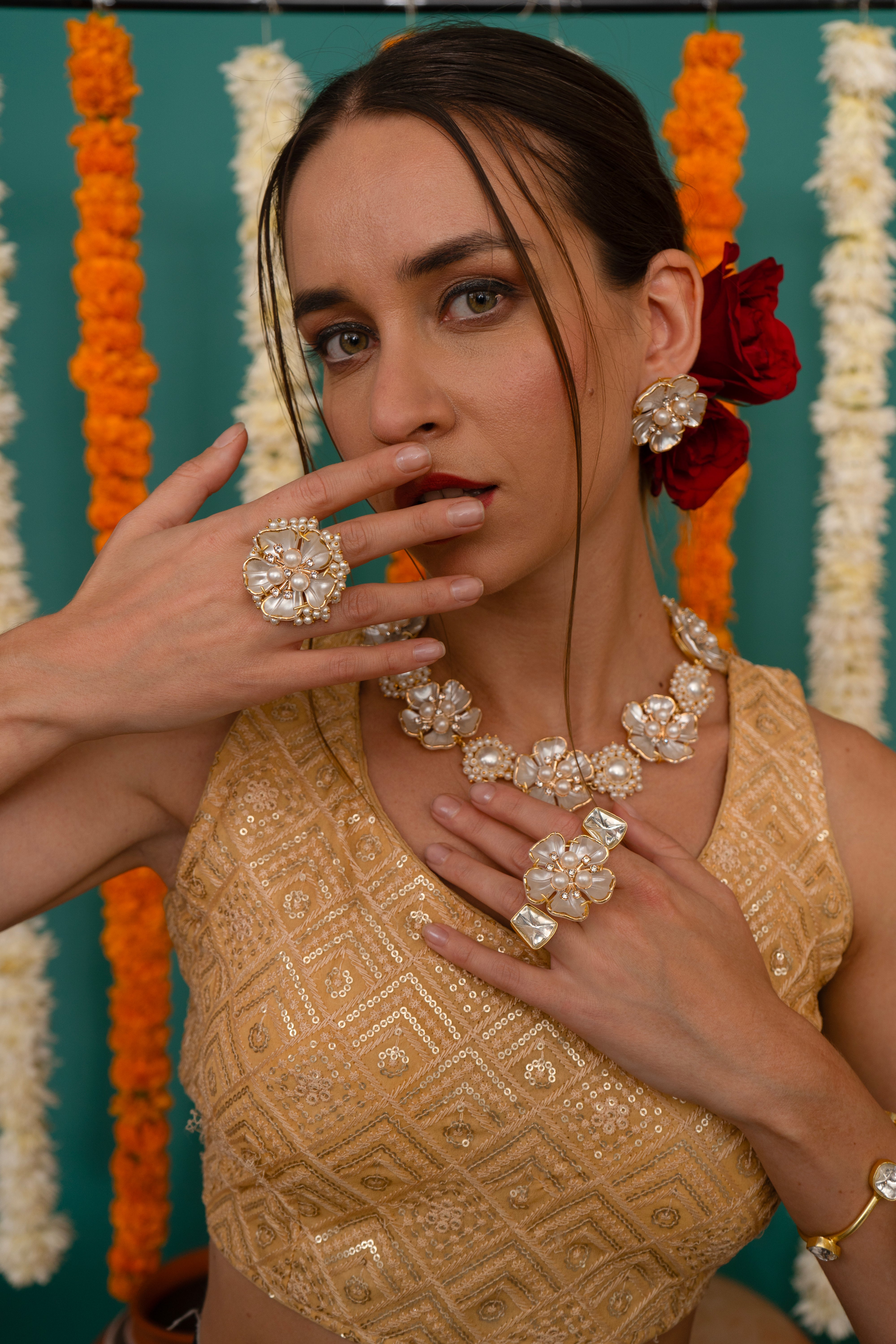 wrapped in love flower necklace + resin flower ring combo 🎁