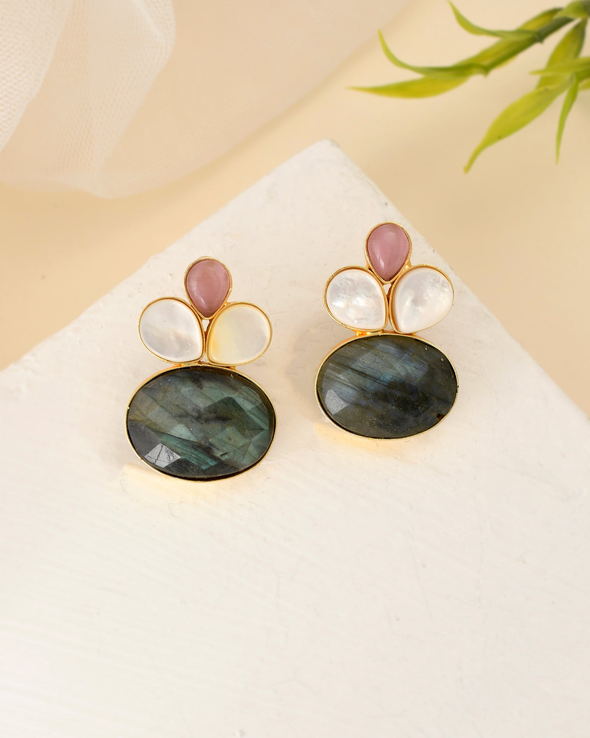 INTRICATE LABRADORITE STUDS