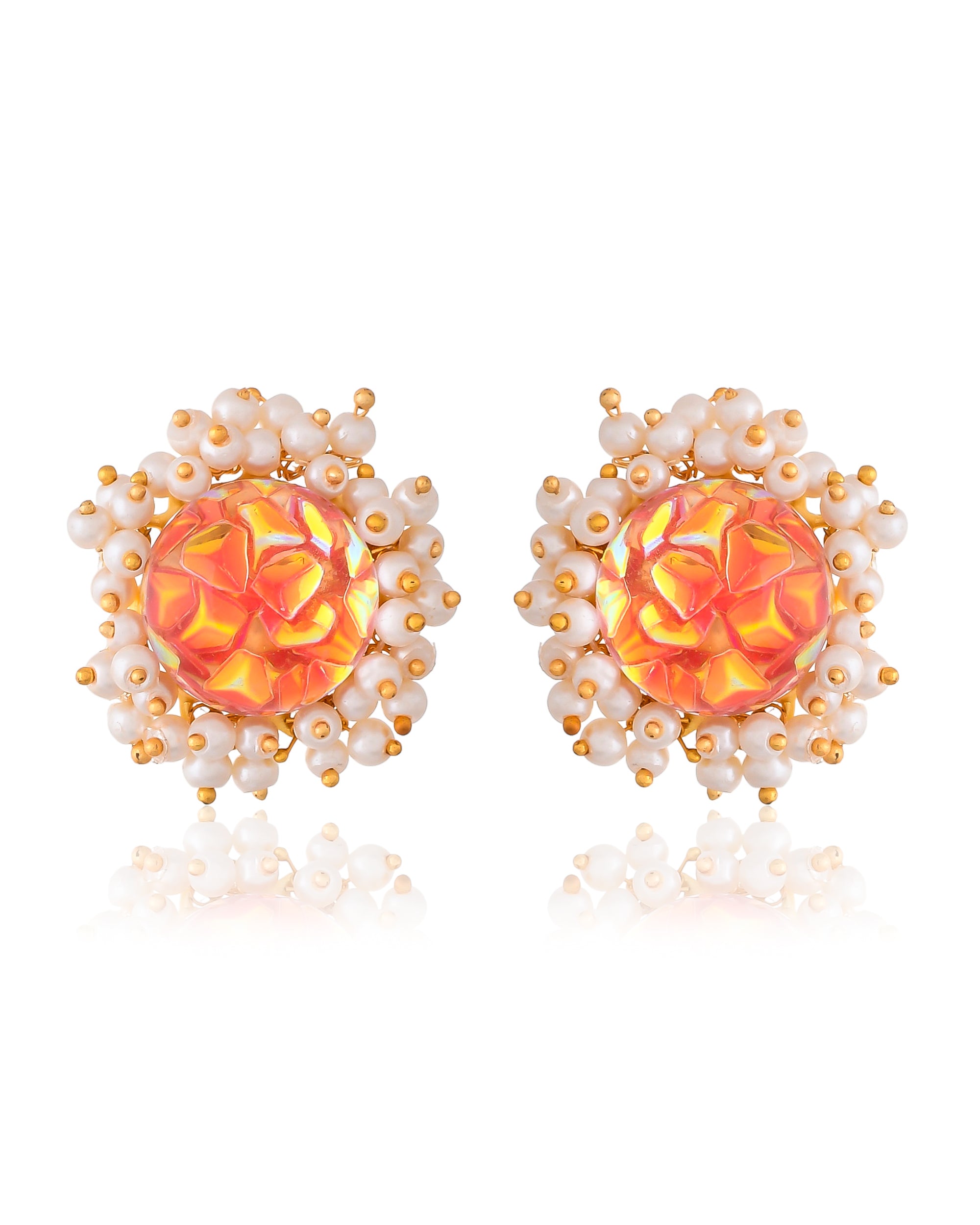 ORANGE ROCK CRYSTAL STUDS