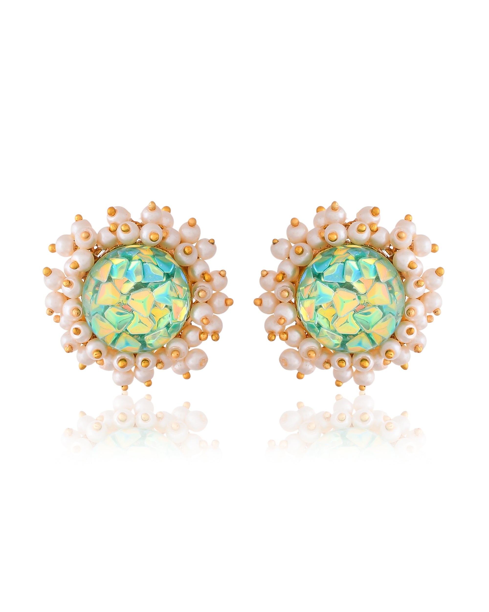GREEN ROCK CRYSTAL STUDS