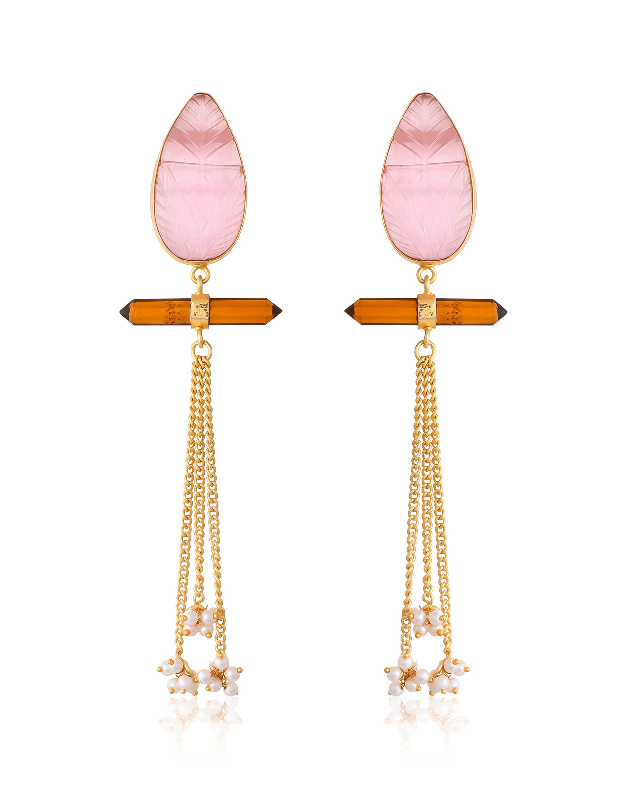 PINK CARVED DANGLERS