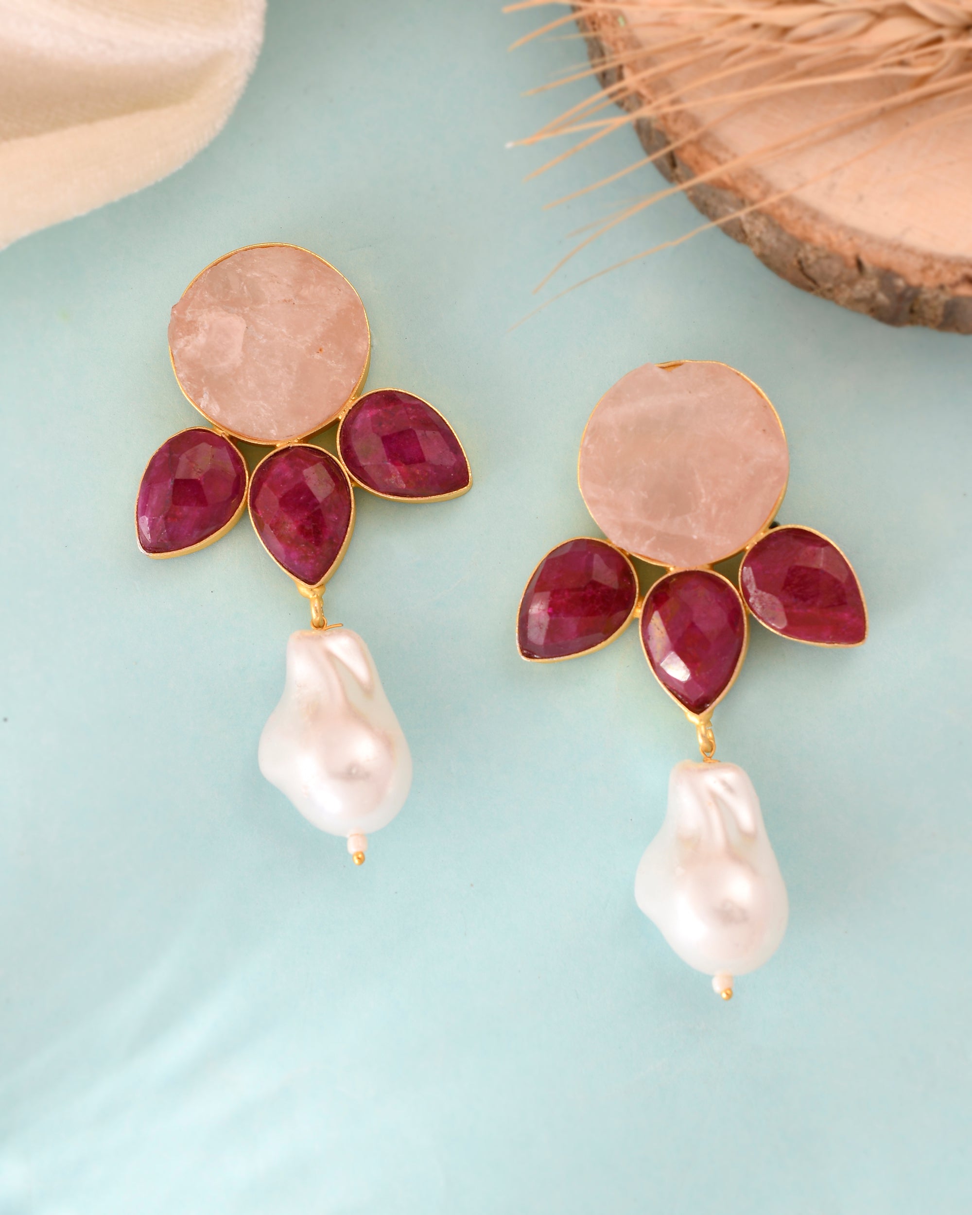 REVOLUTION ROSE QUARTZ EARINGS