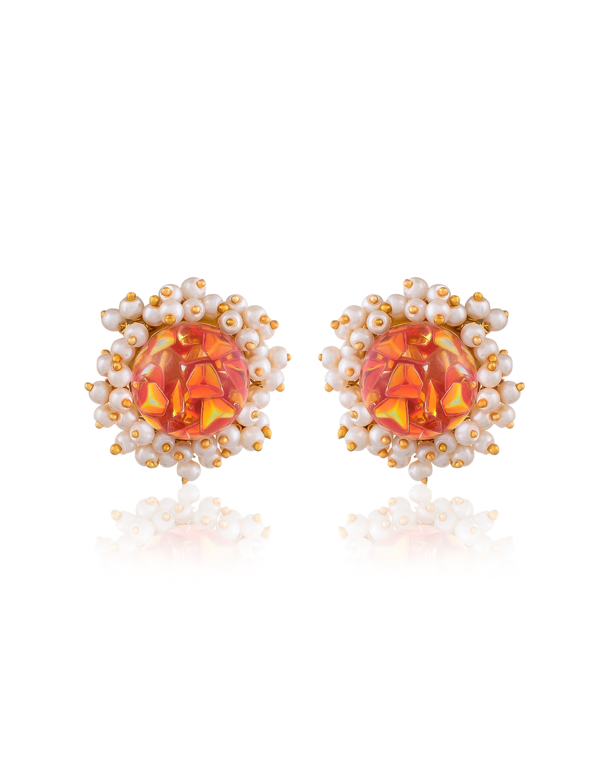 ORANGE ROCK CRYSTAL STUDS