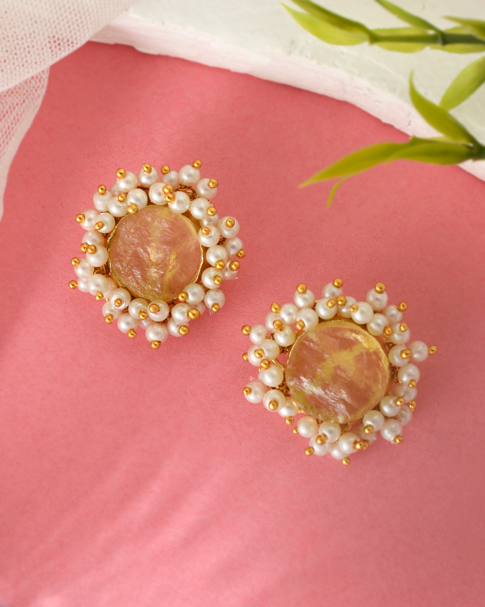 LIGHT OLIVE GREEN GLASS ROUGH EARRINGS