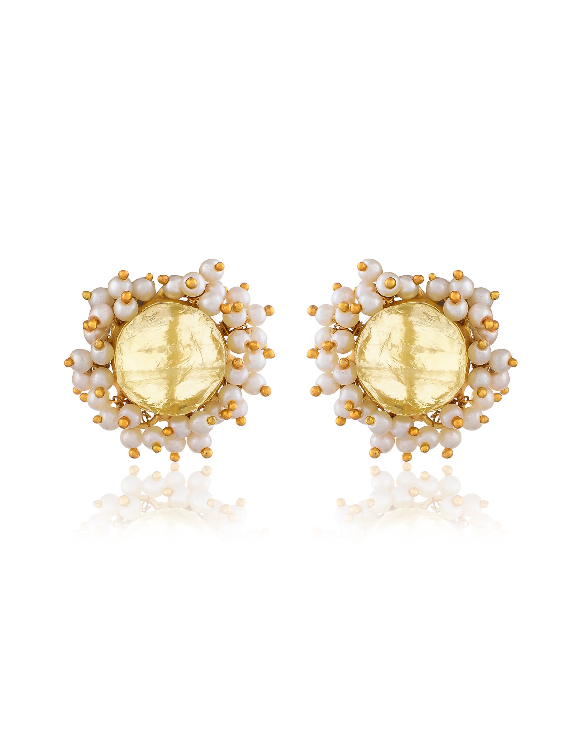 LIGHT OLIVE GREEN GLASS ROUGH EARRINGS