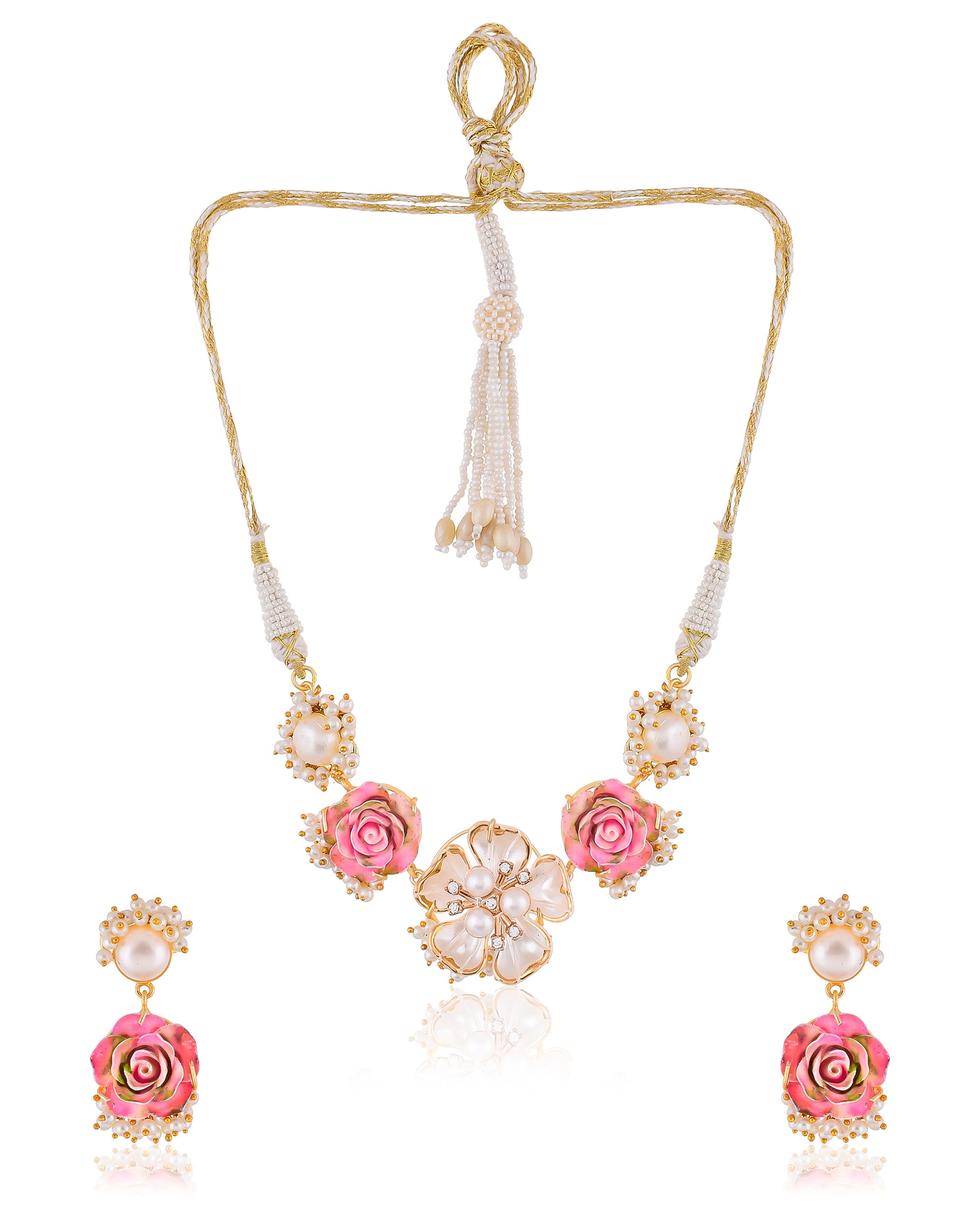 MESMERISING PINK AND WHITE FLORAL NECKLACE