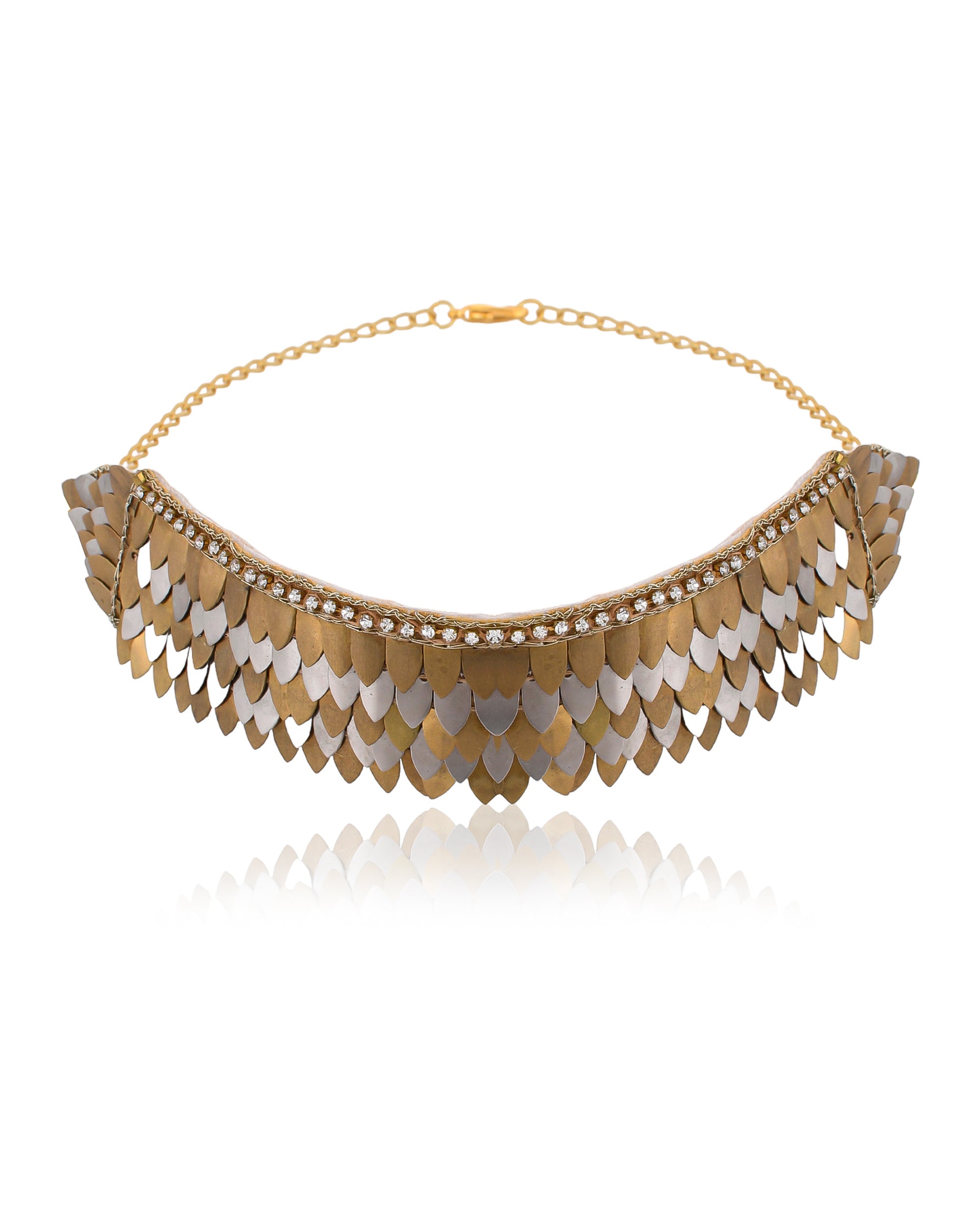 GOLD AND SILVER PETALS CHOKER