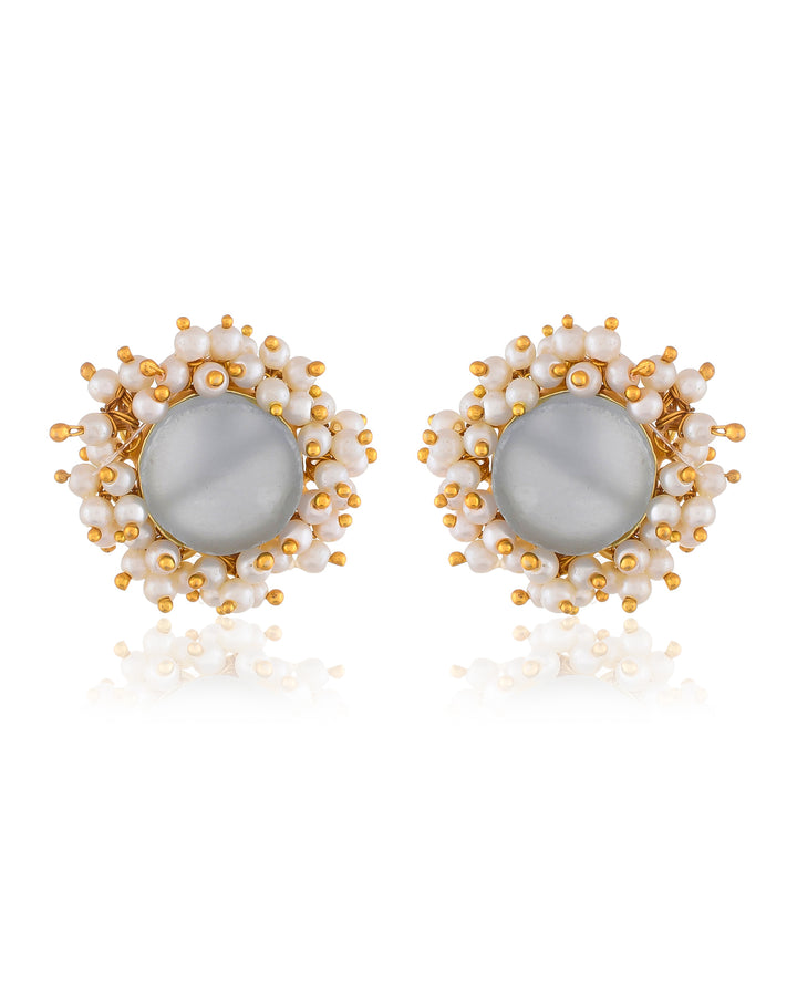 POWDER BLUE GLASS ROUGH EARRINGS