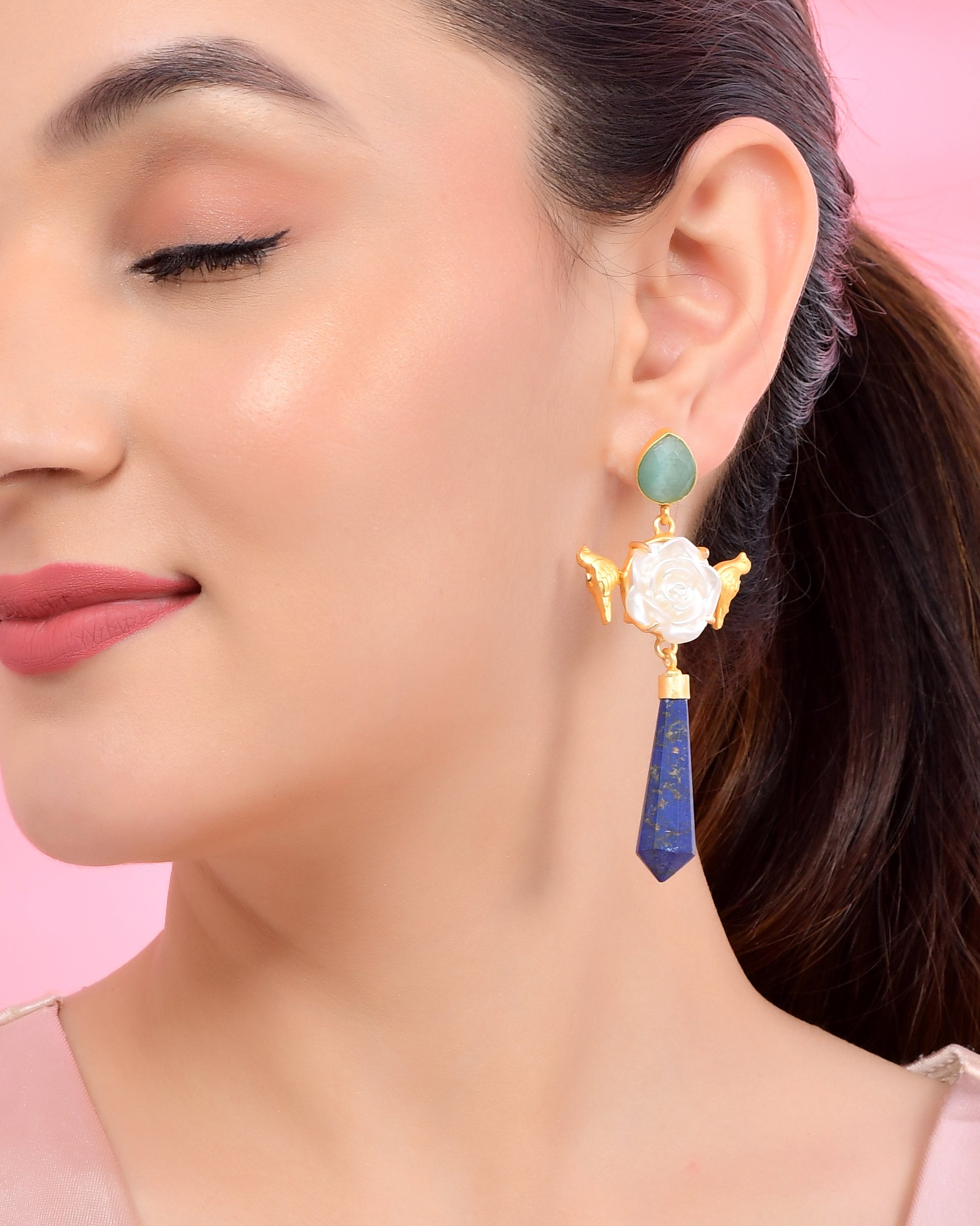 ROSE GARDEN WTH BIRDS EARING