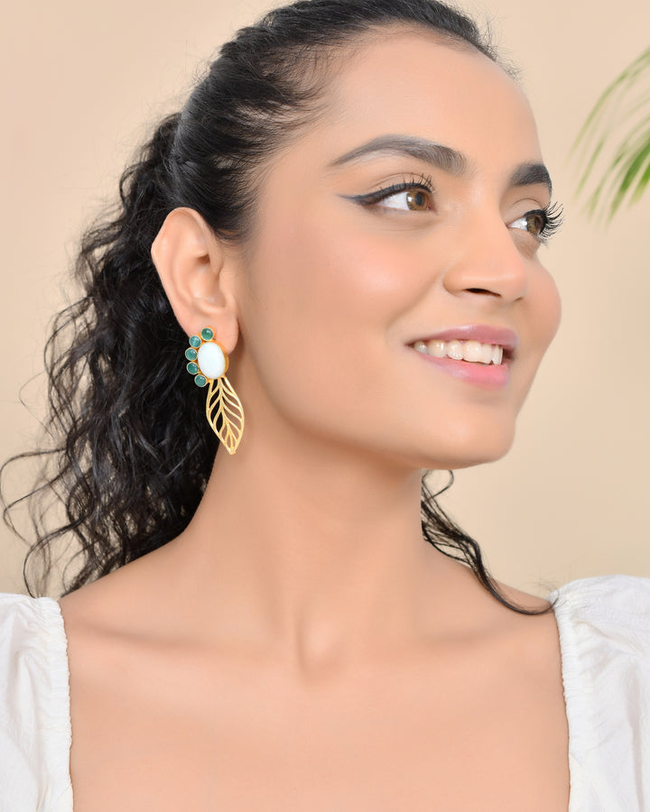 GREEN LEAF EARRING