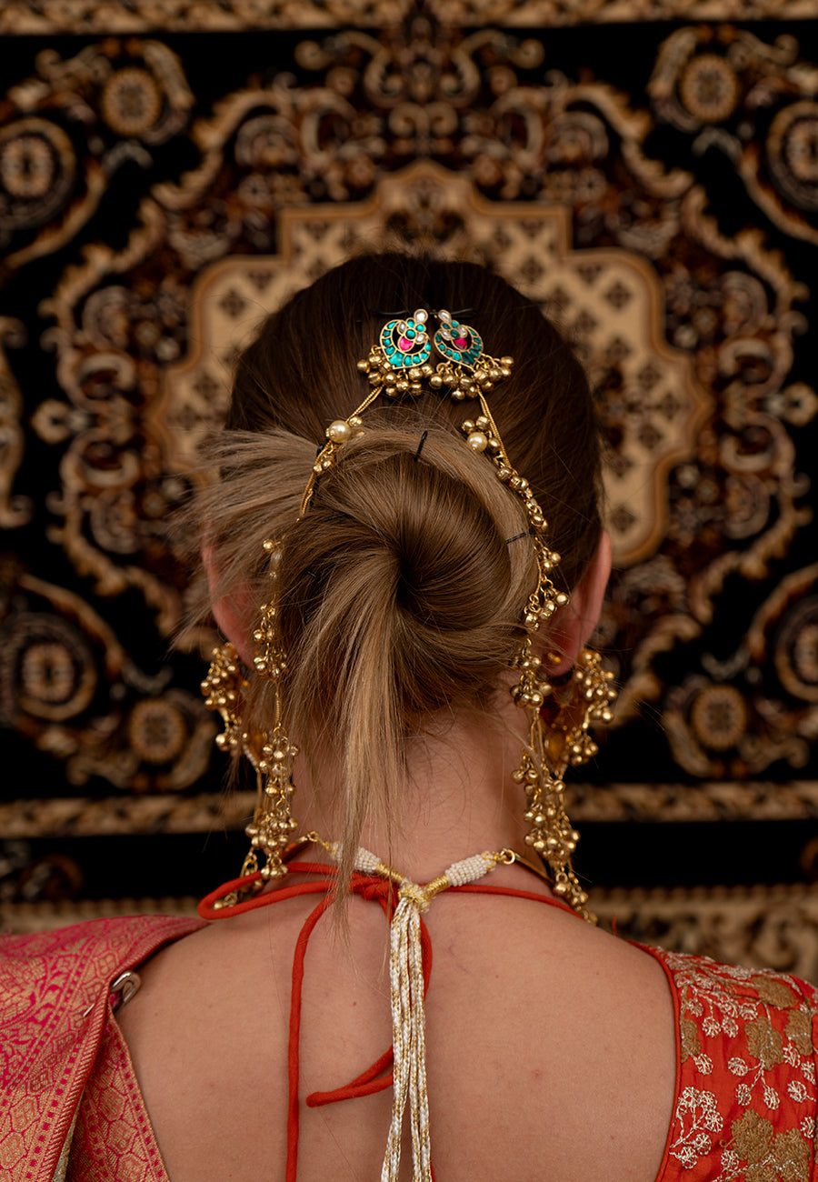 Gul Kashmiri jadau Earing with chain